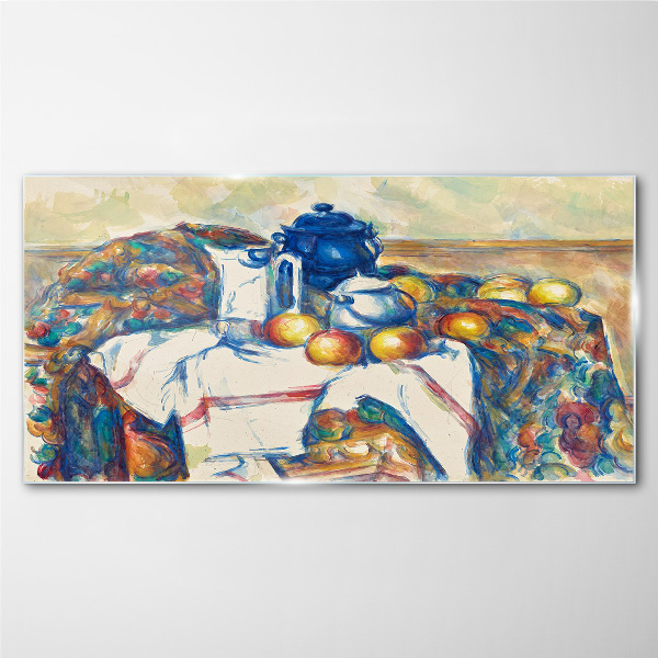 Tableau en verre Nature morte à la bouilloire bleue