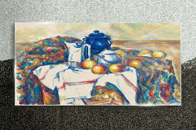 Tableau en verre Nature morte à la bouilloire bleue