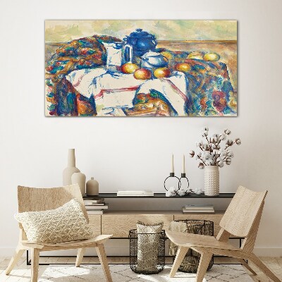 Tableau en verre Nature morte à la bouilloire bleue