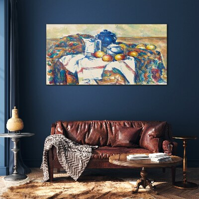 Tableau en verre Nature morte à la bouilloire bleue