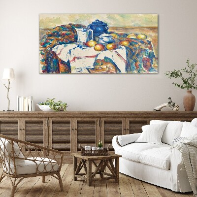 Tableau en verre Nature morte à la bouilloire bleue