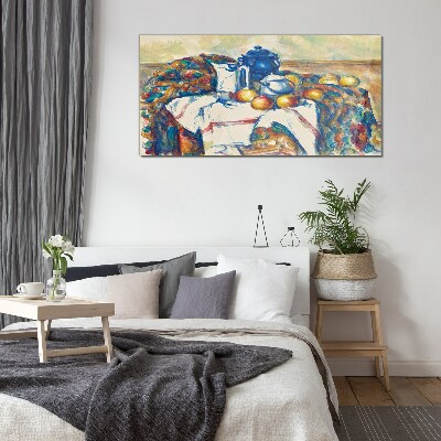 Tableau en verre Nature morte à la bouilloire bleue