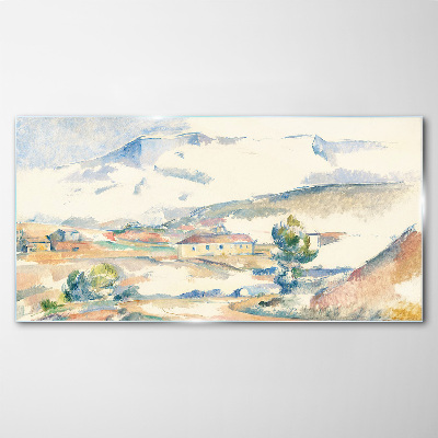 Tableau verre imprimé Paysage de montagne aux tons pastel