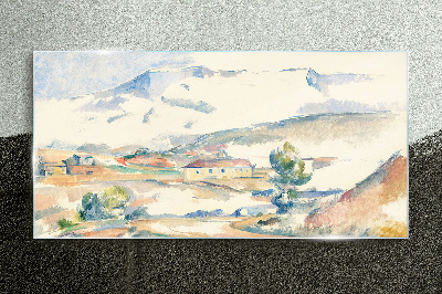 Tableau verre imprimé Paysage de montagne aux tons pastel