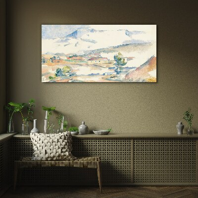 Tableau verre imprimé Paysage de montagne aux tons pastel