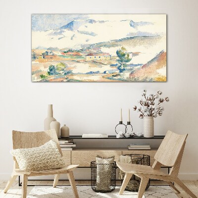 Tableau verre imprimé Paysage de montagne aux tons pastel