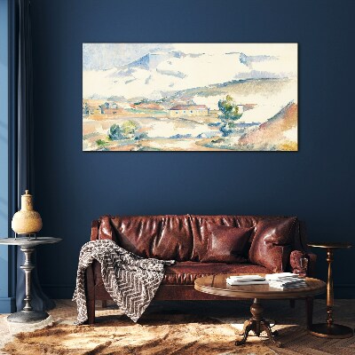 Tableau verre imprimé Paysage de montagne aux tons pastel