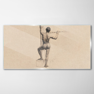 Tableau photo sur verre Figure d'un homme avec une lance