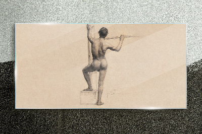 Tableau photo sur verre Figure d'un homme avec une lance