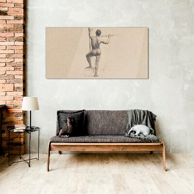 Tableau photo sur verre Figure d'un homme avec une lance