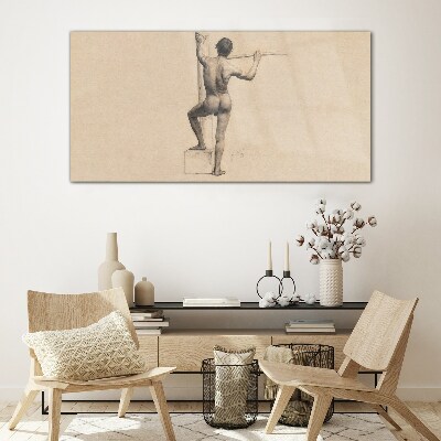 Tableau photo sur verre Figure d'un homme avec une lance