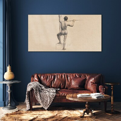 Tableau photo sur verre Figure d'un homme avec une lance