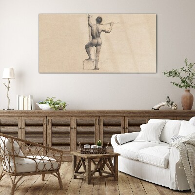 Tableau photo sur verre Figure d'un homme avec une lance
