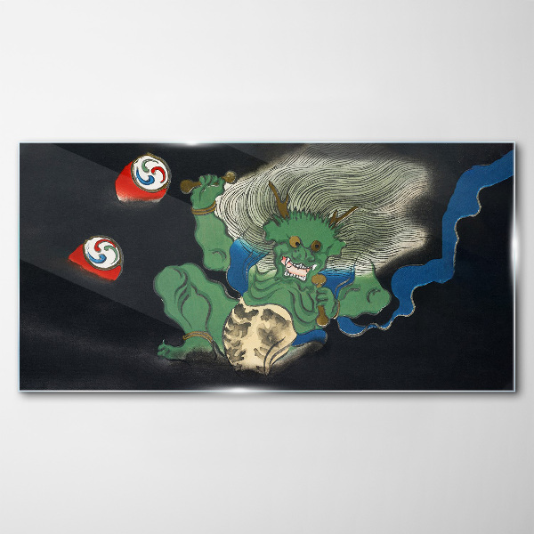 Tableau imprimé sur verre Démon vert avec un tambour