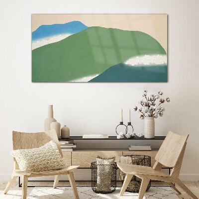 Tableau imprimé sur verre Vagues et collines en harmonie