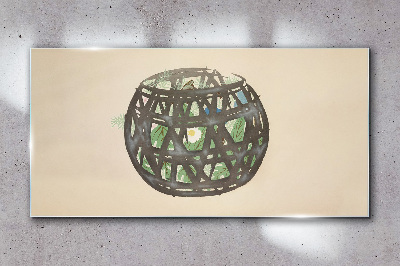 Tableau photo sur verre Panier en osier avec verdure