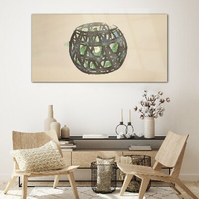 Tableau photo sur verre Panier en osier avec verdure