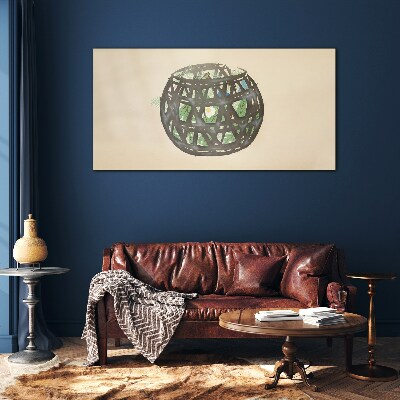 Tableau photo sur verre Panier en osier avec verdure