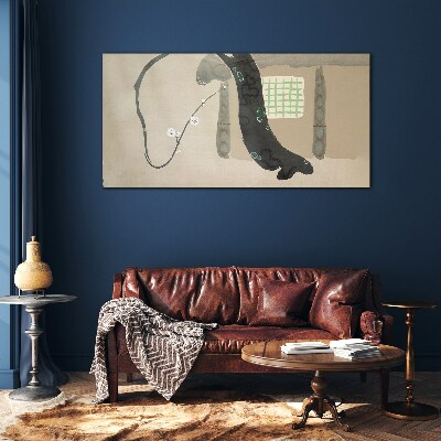 Tableau en verre Branche verte dans un style minimaliste