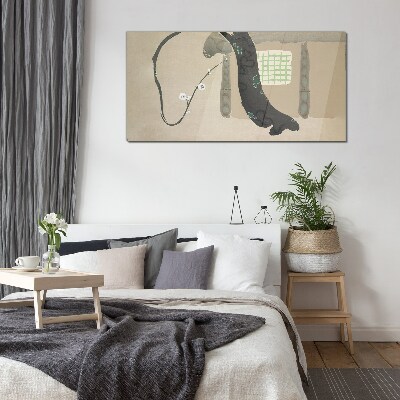 Tableau en verre Branche verte dans un style minimaliste