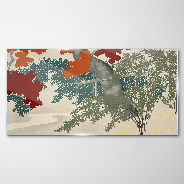 Tableau sur verre Feuilles d'automne dans le paysage