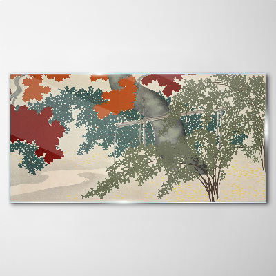 Tableau sur verre Feuilles d'automne dans le paysage