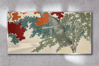 Tableau sur verre Feuilles d'automne dans le paysage