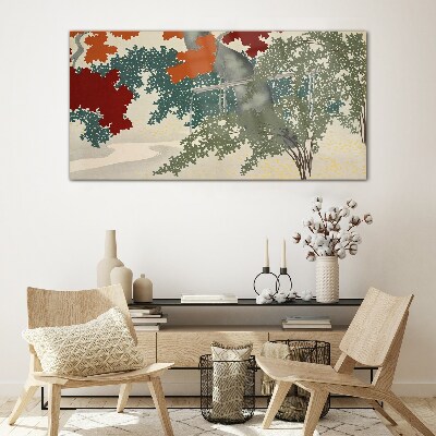 Tableau sur verre Feuilles d'automne dans le paysage