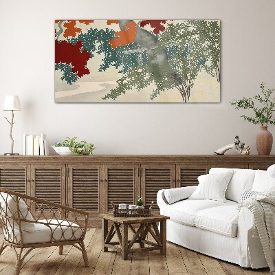 Tableau sur verre Feuilles d'automne dans le paysage