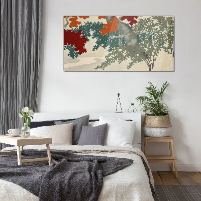 Tableau sur verre Feuilles d'automne dans le paysage