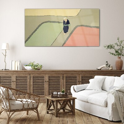 Tableau en verre Une promenade à travers l'intersection colorée