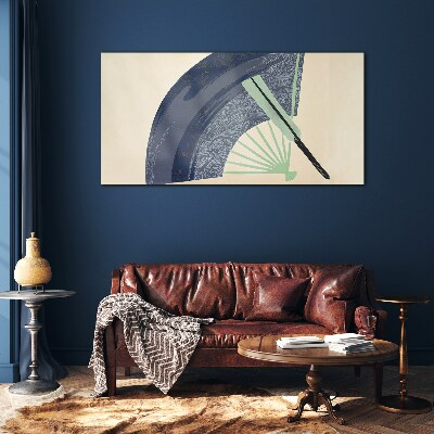 Tableau sur verre Vague et éventail