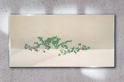 Tableau imprimé sur verre Plantes délicates sur fond neutre