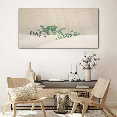 Tableau imprimé sur verre Plantes délicates sur fond neutre