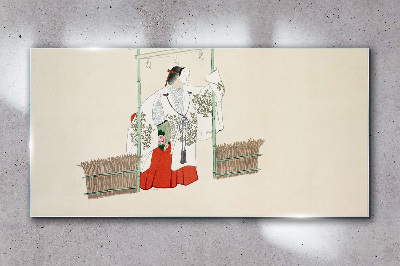 Tableau verre imprimé Scène traditionnelle japonaise avec une femme
