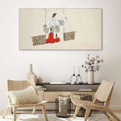 Tableau verre imprimé Scène traditionnelle japonaise avec une femme