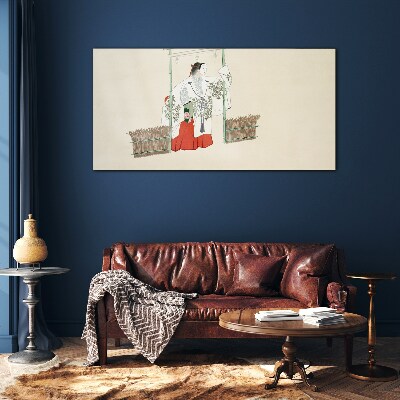 Tableau verre imprimé Scène traditionnelle japonaise avec une femme