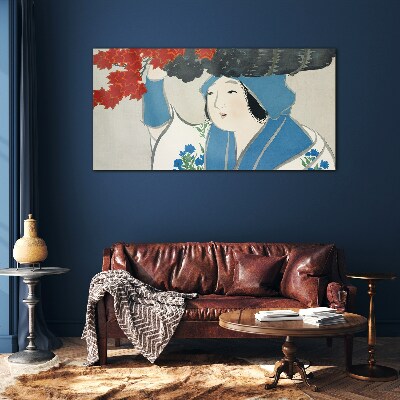 Tableau verre imprimé La joie parmi les feuilles d'automne