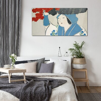 Tableau verre imprimé La joie parmi les feuilles d'automne