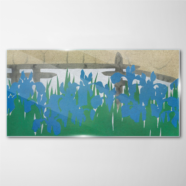 Tableau photo sur verre Fleurs aux tons bleus