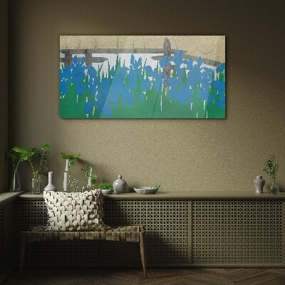 Tableau photo sur verre Fleurs aux tons bleus
