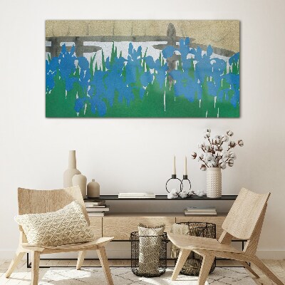 Tableau photo sur verre Fleurs aux tons bleus