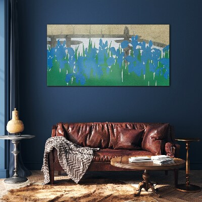 Tableau photo sur verre Fleurs aux tons bleus