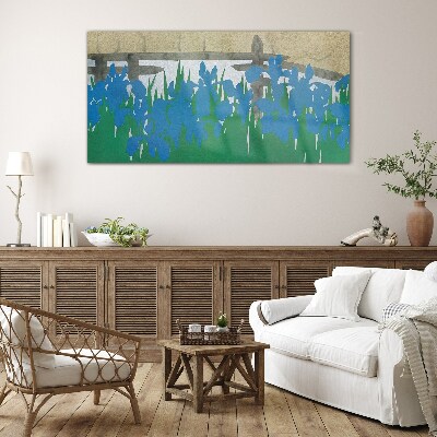 Tableau photo sur verre Fleurs aux tons bleus