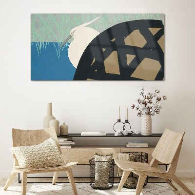 Tableau sur verre Un oiseau dans le paysage