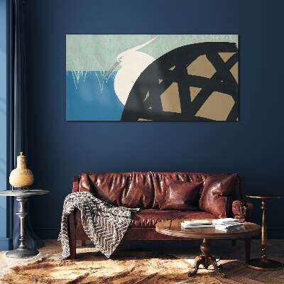 Tableau sur verre Un oiseau dans le paysage