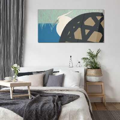 Tableau sur verre Un oiseau dans le paysage