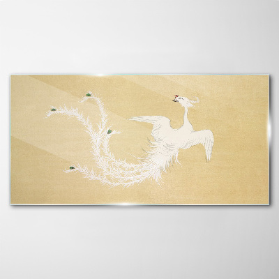 Tableau imprimé sur verre Phénix blanc sur fond doré
