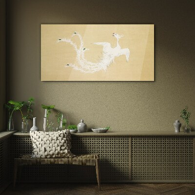 Tableau imprimé sur verre Phénix blanc sur fond doré