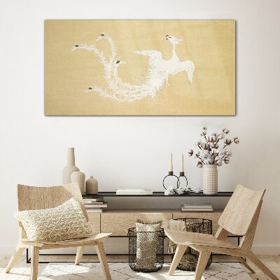 Tableau imprimé sur verre Phénix blanc sur fond doré